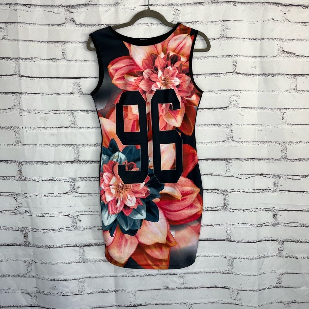 Forever 21 Floral 96 Bodycon Tank Dress Women’s Small Sleeveless Stretch Graphic